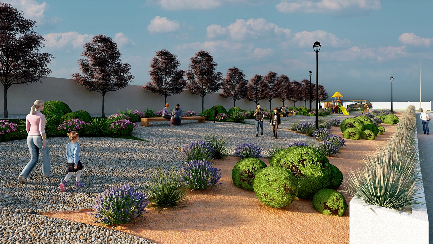 Render parque alcazares etapa 1 cantera