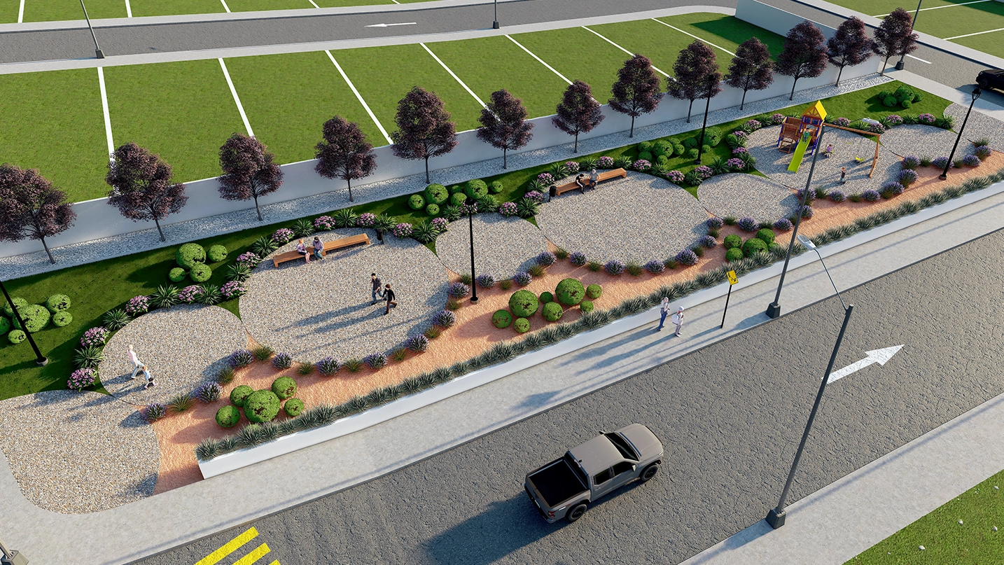 Render parque alcazares etapa 1 cantera