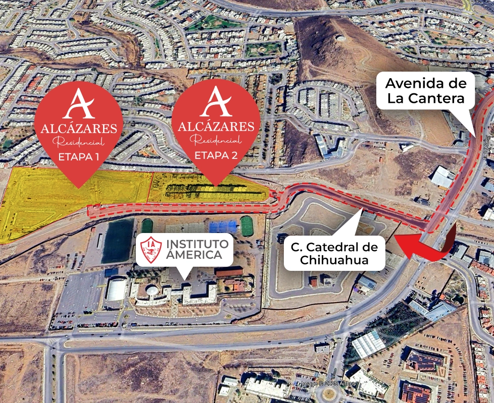 Vista aerea ruta avenida de la cantera a alcazares residencial